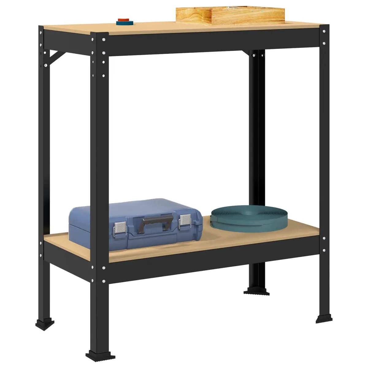 Workbench Black Engineered Wood Metal 81 x 41 x 91 cm Tool Storage