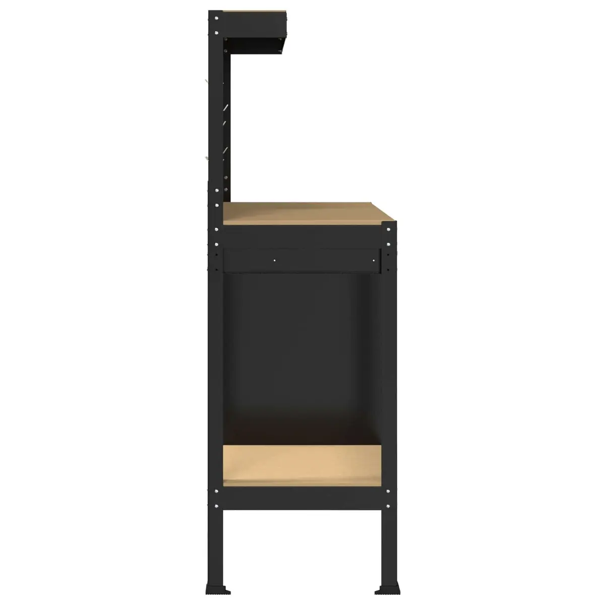 Workbench Black Engineered Wood Metal Storage 90 x 49 x 141 cm