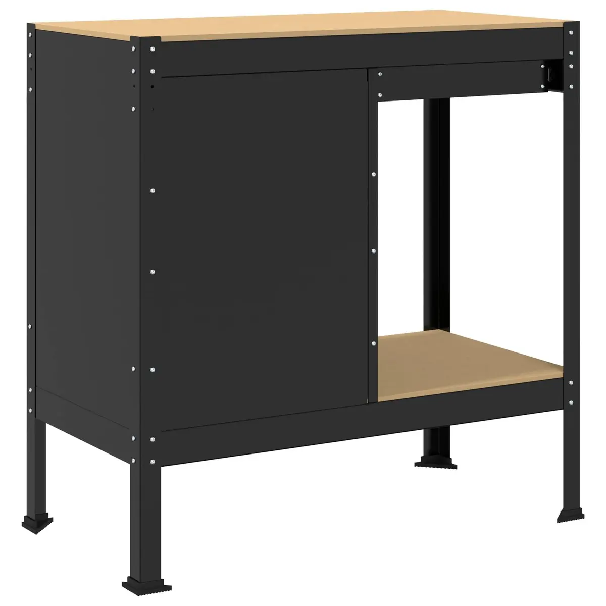 Workbench Black Engineered Wood Metal Storage 90 x 49 x 91 cm