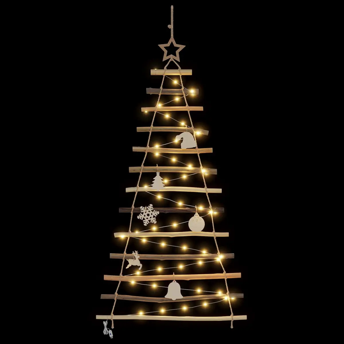 Hanging Christmas Tree 120cm with Warm Lights
