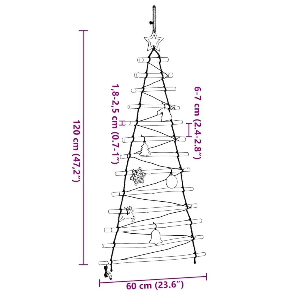 Hanging Christmas Tree 120cm with Warm Lights