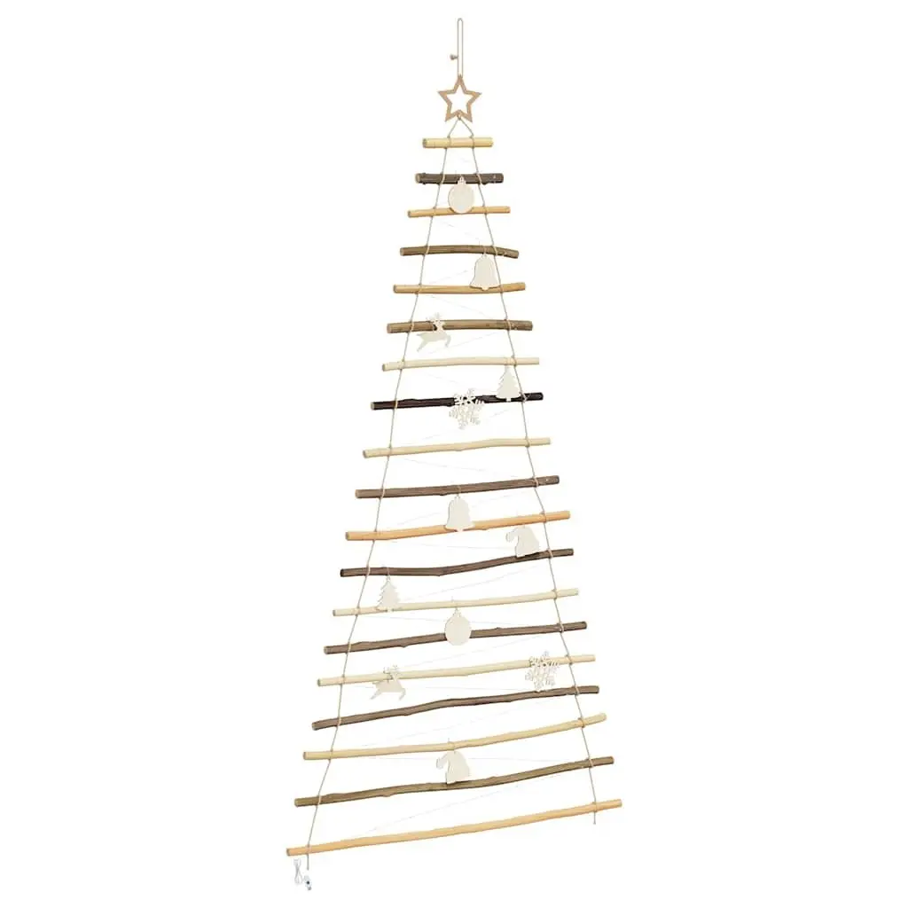 Hanging Christmas Tree Indoor 180cm Brown Solid Ash Wood 100 Warm LED Lights USB Powered