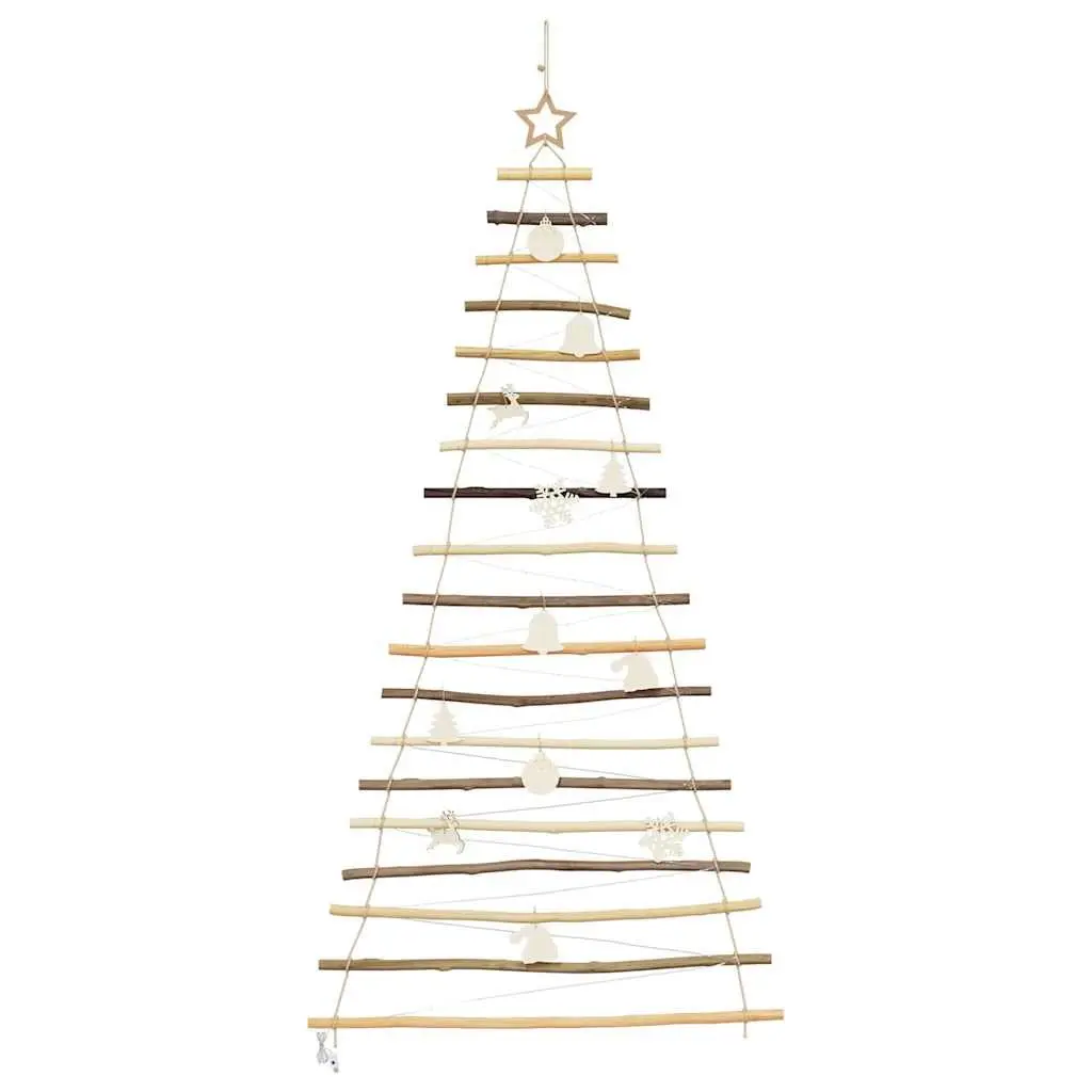 Hanging Christmas Tree Indoor 180cm Brown Solid Ash Wood 100 Warm LED Lights USB Powered