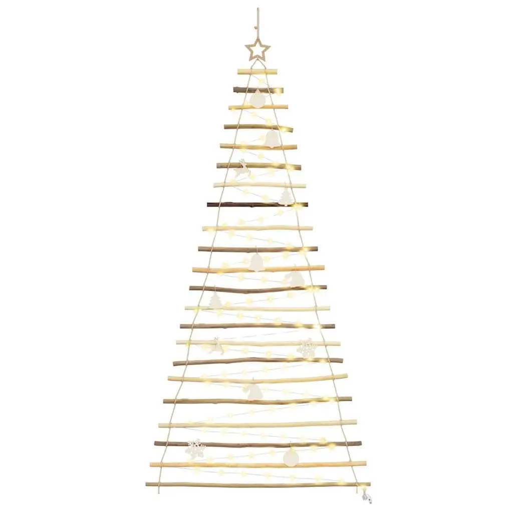 Hanging Christmas Tree Indoor Outdoor 210cm Brown Solid Ash Wood 130 LEDs