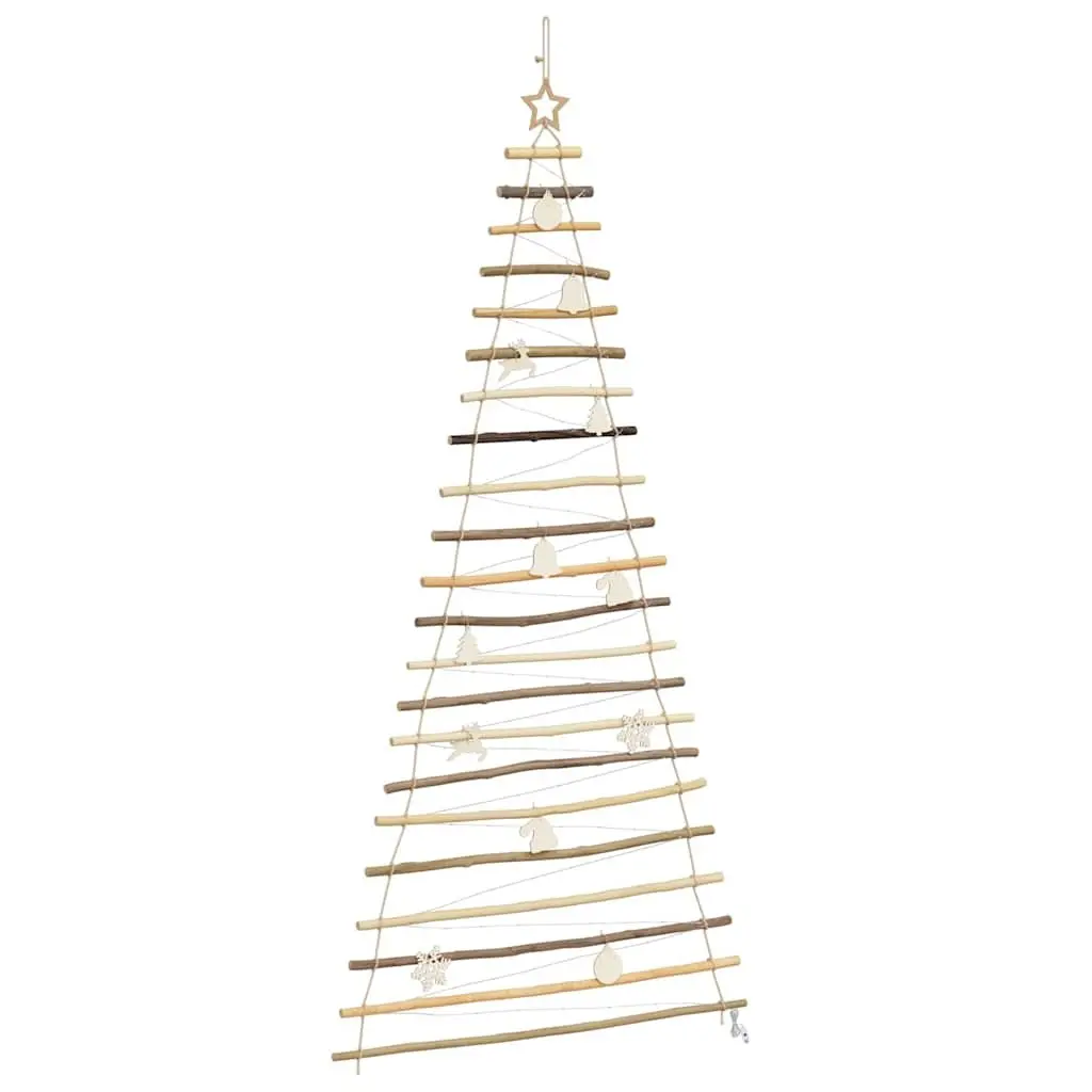 Hanging Christmas Tree Indoor Outdoor 210cm Brown Solid Ash Wood 130 LEDs