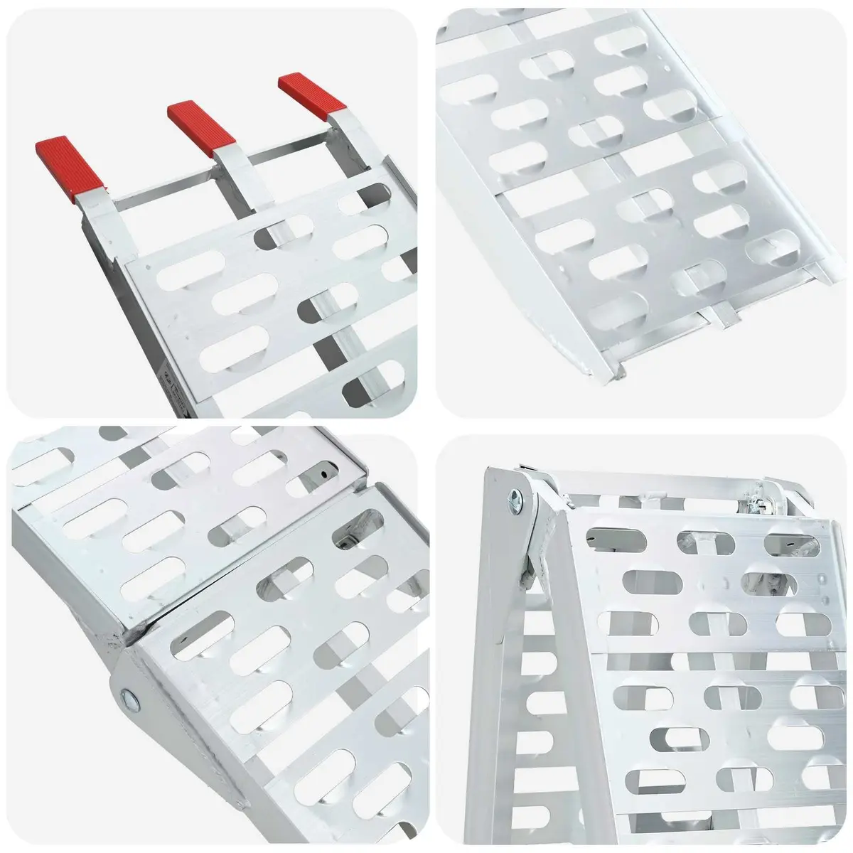 Foldable Motorcycle Ramp Loading 340 kg Aluminium Silver Pair