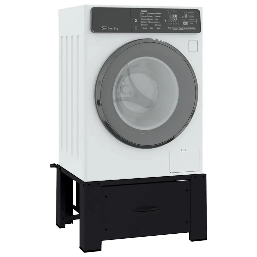 Washing Machine Pedestal Riser Steel Black 64x55x32.5cm Laundry Room Bathroom