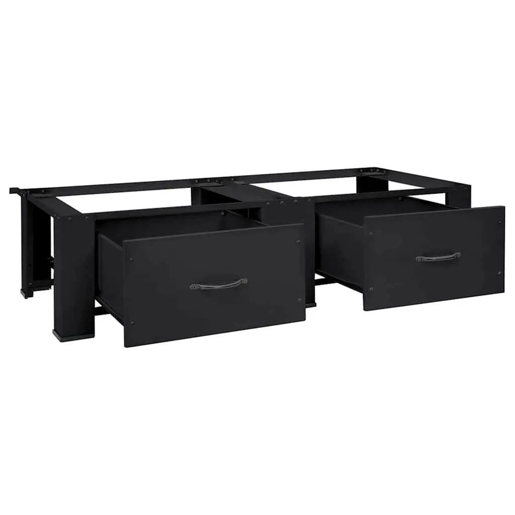 Washing Machine Pedestal 2 Pieces Black Steel Laundry Room Riser Elevator Stand