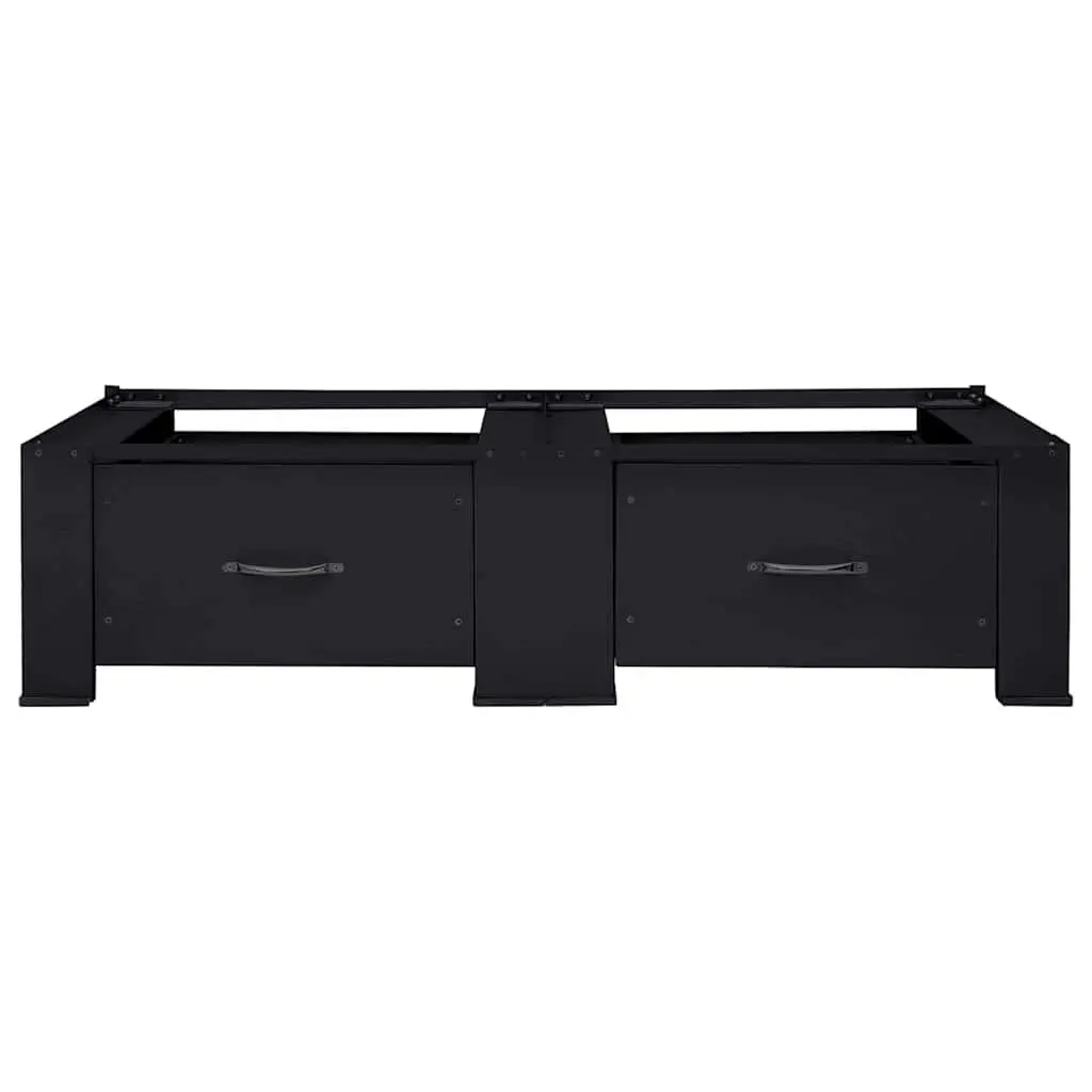 Washing Machine Pedestal 2 Pieces Black Steel Laundry Room Riser Elevator Stand