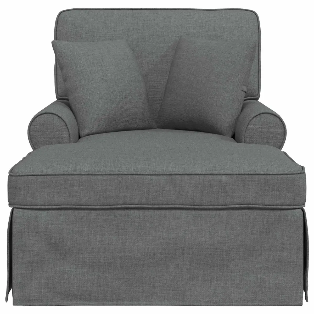 Chaise Lounge Skirt Dark Grey Fabric Modern Living Room Bedroom Relaxation Set of 3 Pieces