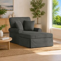 Comfortable and Practical Grey Chaise Lounge with Skirt