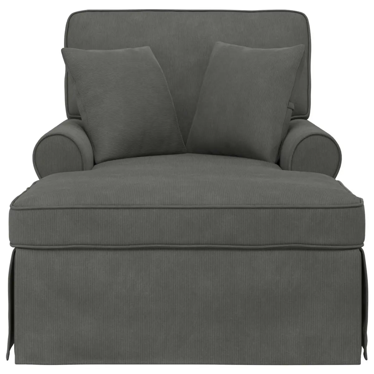 Chaise Lounge Modern Living Room Bedroom 3 Piece Dark Grey Corduroy Fabric