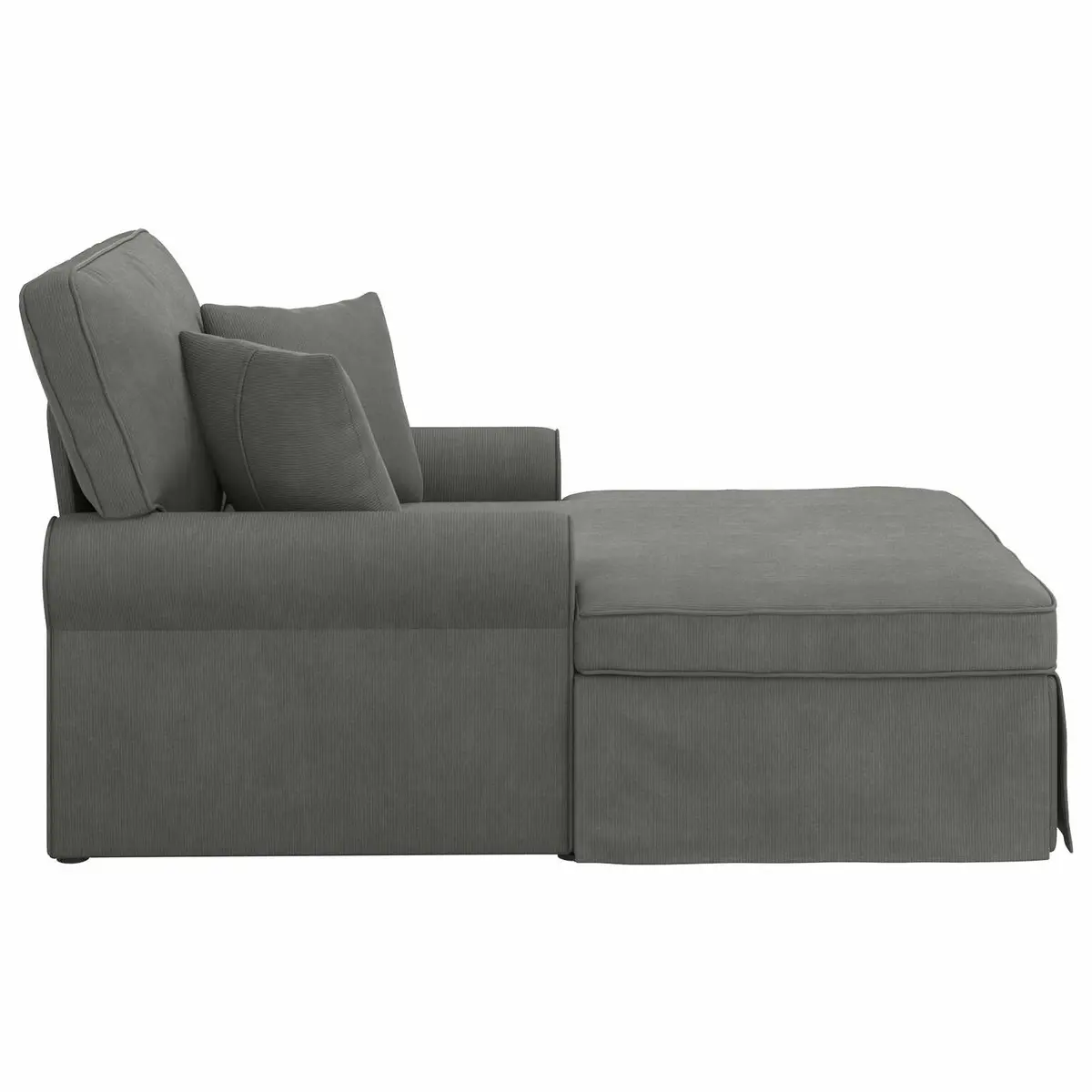 Chaise Lounge Modern Living Room Bedroom 3 Piece Dark Grey Corduroy Fabric