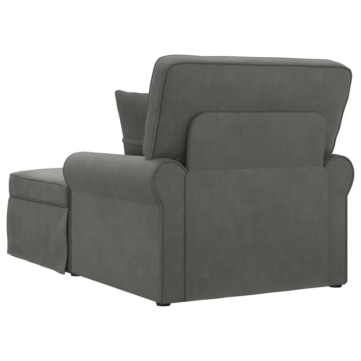 Chaise Lounge Modern Living Room Bedroom 3 Piece Dark Grey Corduroy Fabric