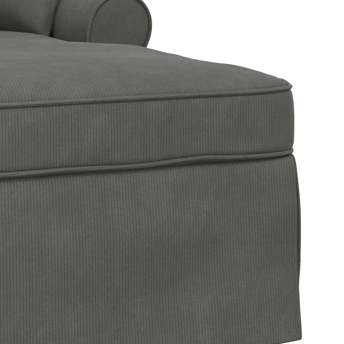 Chaise Lounge Modern Living Room Bedroom 3 Piece Dark Grey Corduroy Fabric
