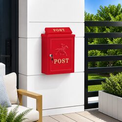 Reliable and Stylish Wall Mounted Mailbox in Red