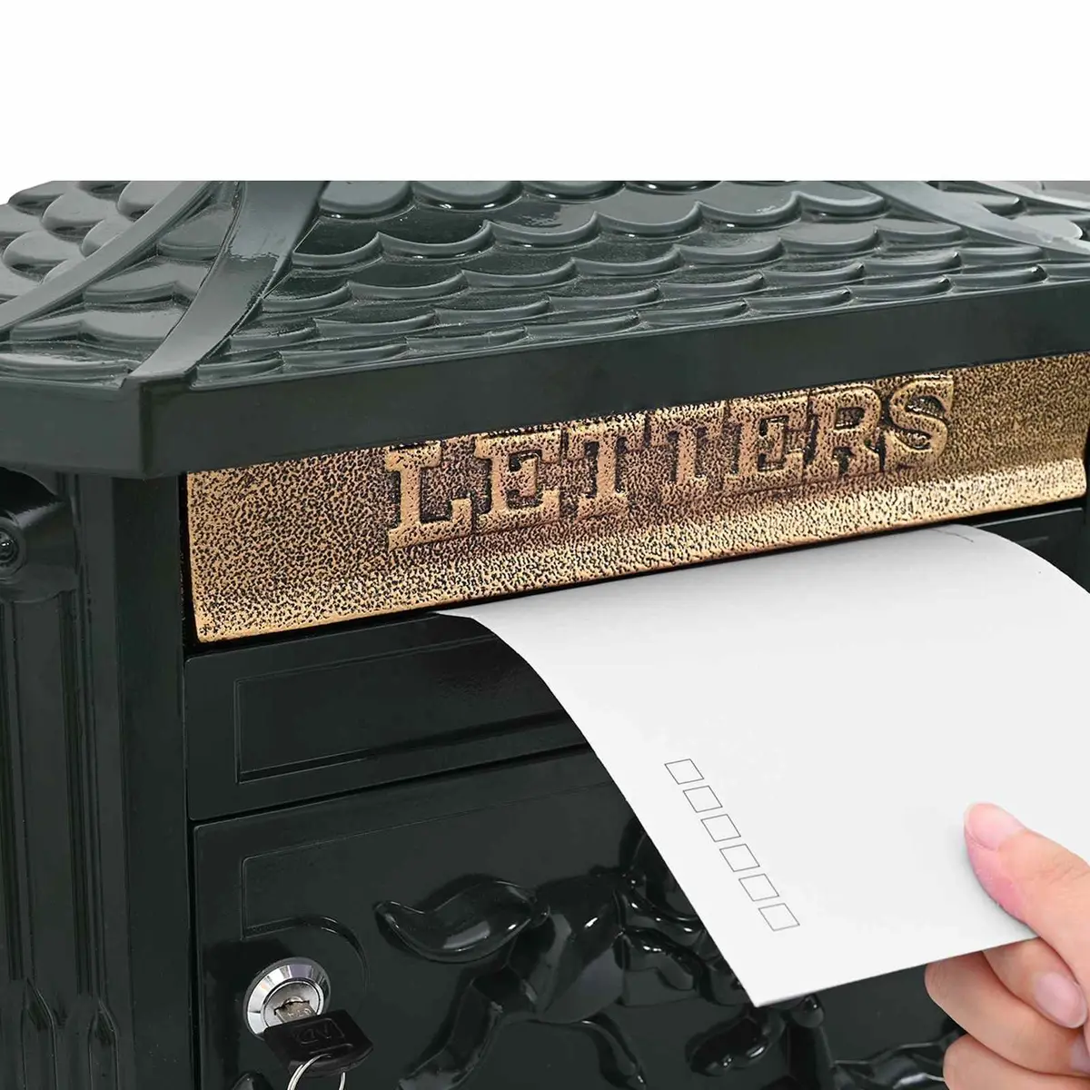 Wall Mounted Mailbox Vintage Outdoor Garden Green Lockable 40.5 x 16 x 45 cm