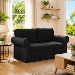 Reliable Black Fabric Sofa with Practical Features