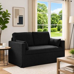 Comfortable Black Fabric Sofa 139x78x80cm with Modern Appeal