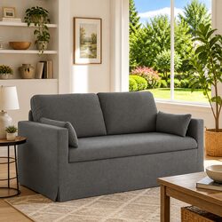 Grey Fabric Sofa 158cm Modern Living Room Couch Modular Seating Lounge Chair