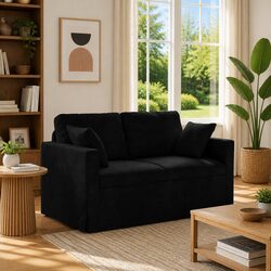 Reliable Black Velvet Sofa with Ergonomic Comfort 138cm