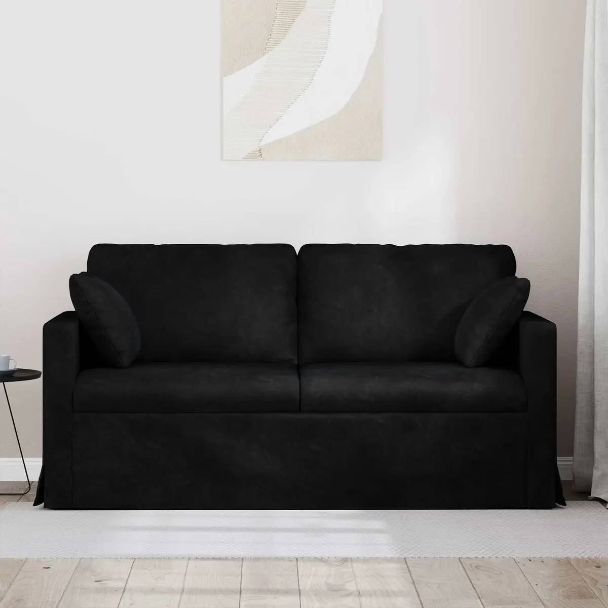 Sofa Black Velvet Modern Lounge Couch 158cm Wide