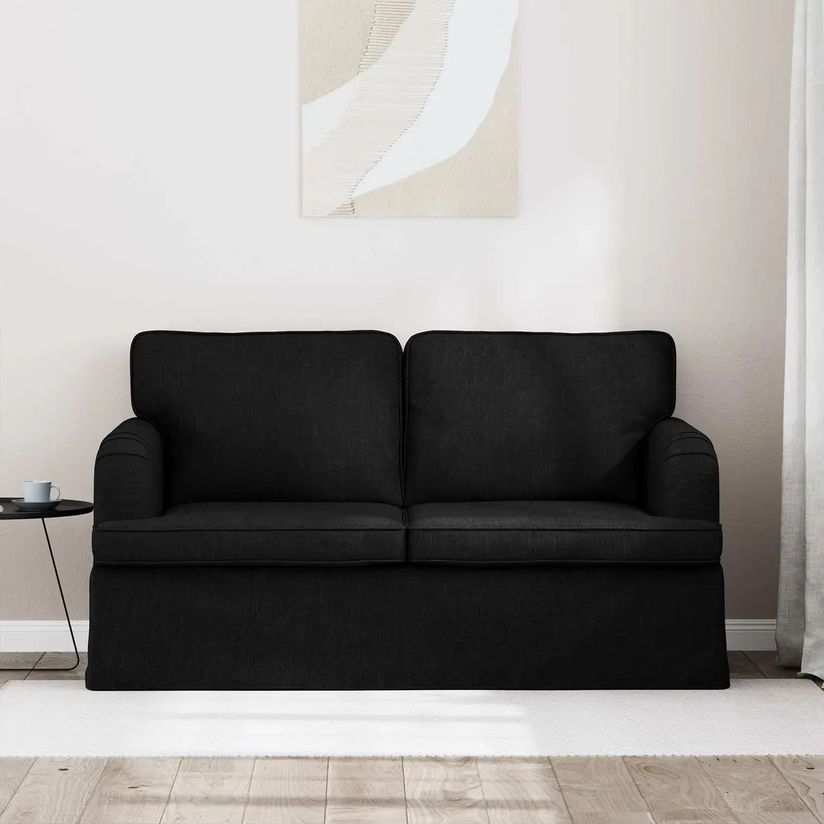 Sofa Modular Black 144 x 80 x 85 cm Fabric Modern Lounge Seating