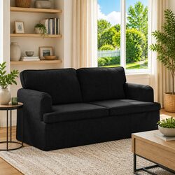 Comfortable and Versatile Black Fabric Sofa