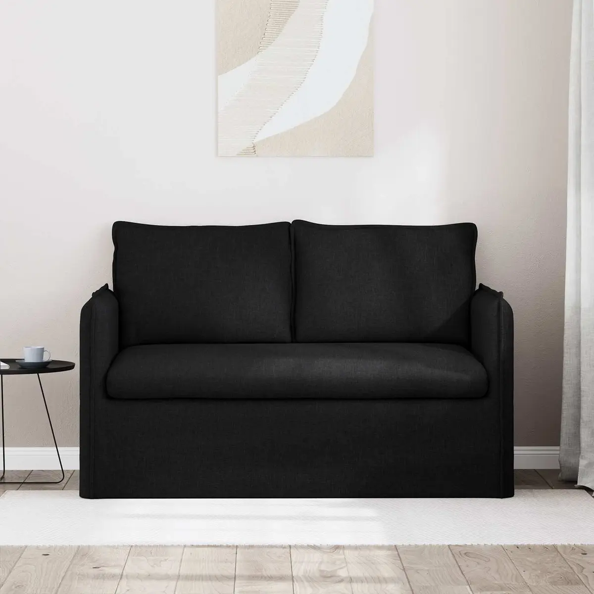 Modular Fabric Sofa Lounge Couch Black 136 x 82 x 85 cm