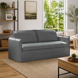 Modern Grey Fabric Sofa Modular Lounge Seating Rectangular Couch Living Room