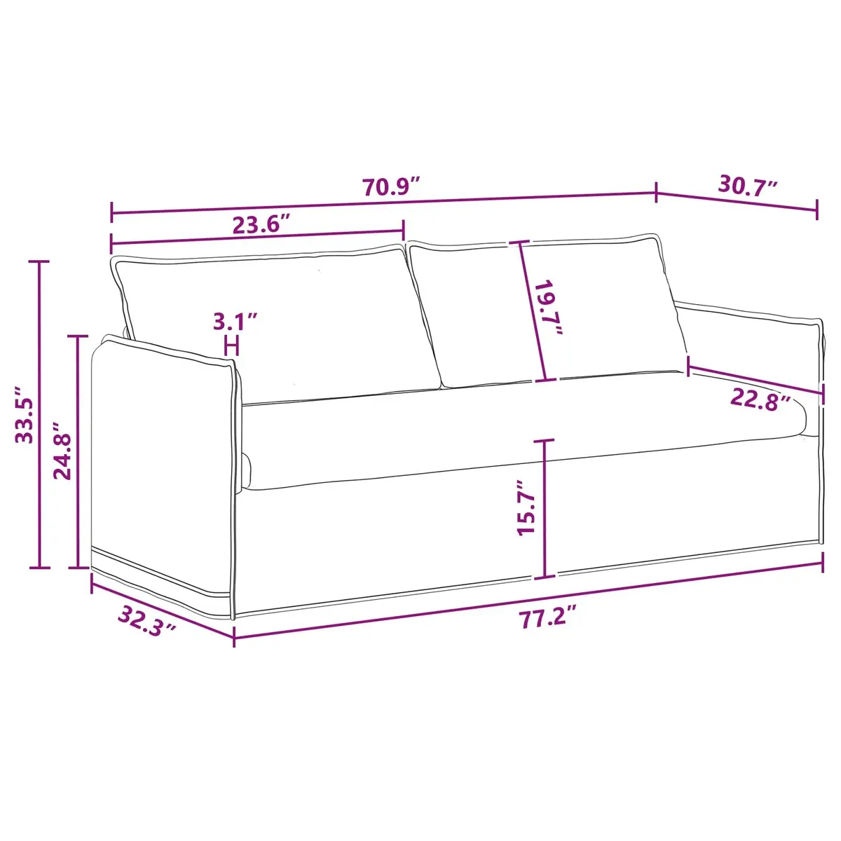Modern Grey Fabric Sofa Modular Lounge Seating Rectangular Couch Living Room