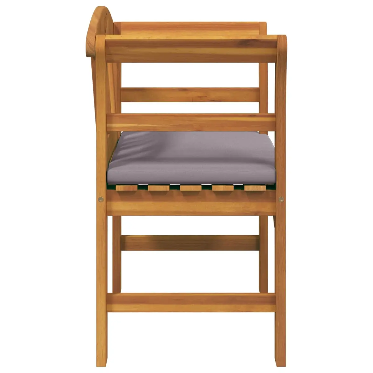 Outdoor Bench Garden Seating Solid Acacia Wood Curved Armrests Brown