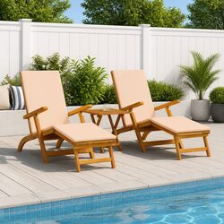 Comfortable Sun Lounger Set - 2 Piece Wooden Design