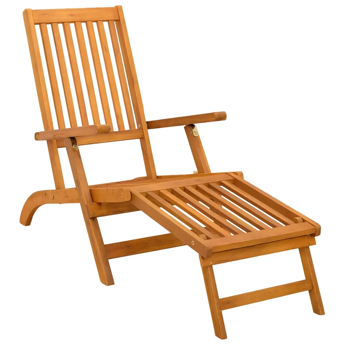 Sun Lounger Adjustable Reclining Folding Chair Outdoor Garden Patio Furniture Wooden Brown 2 Piece