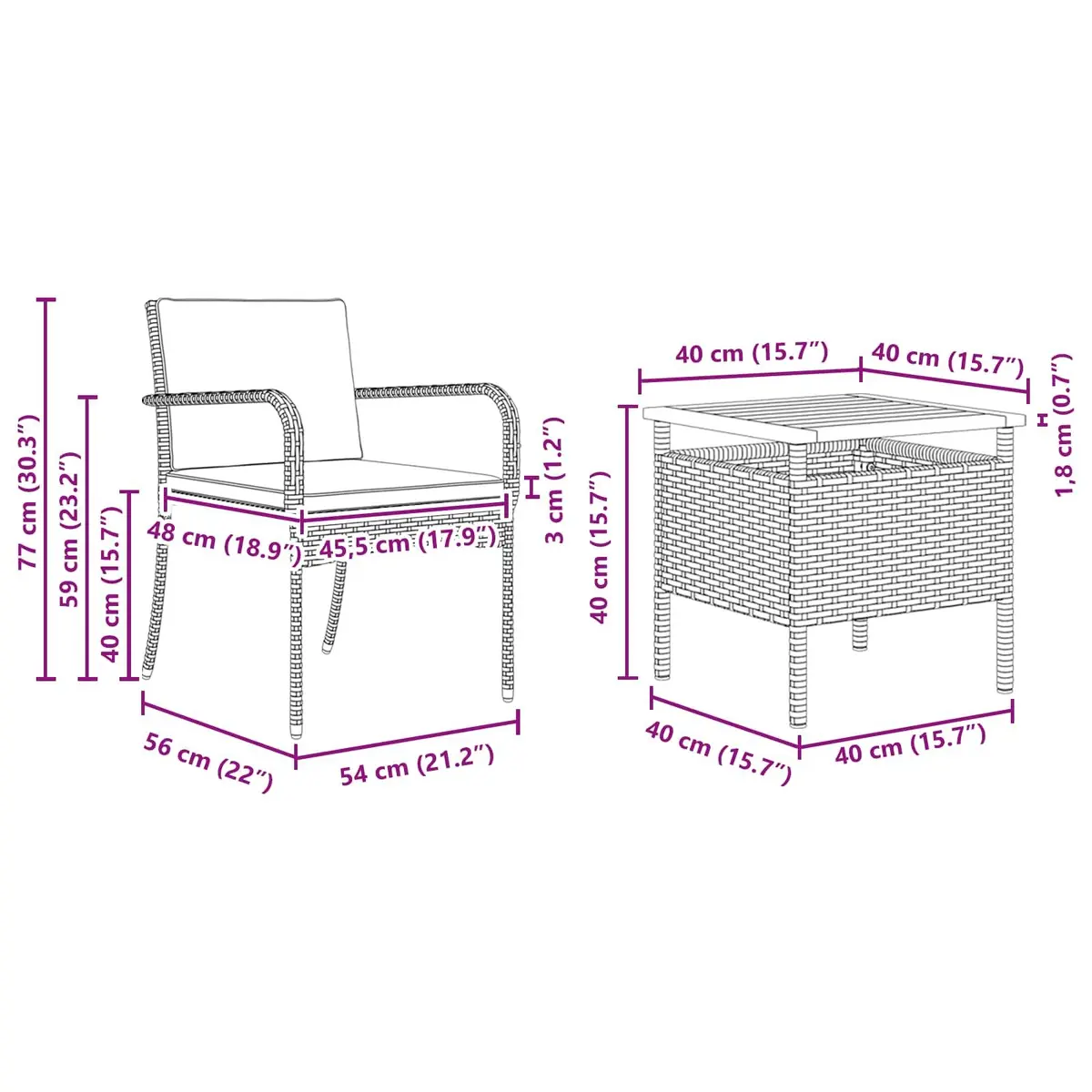Garden Furniture Set with Cushions