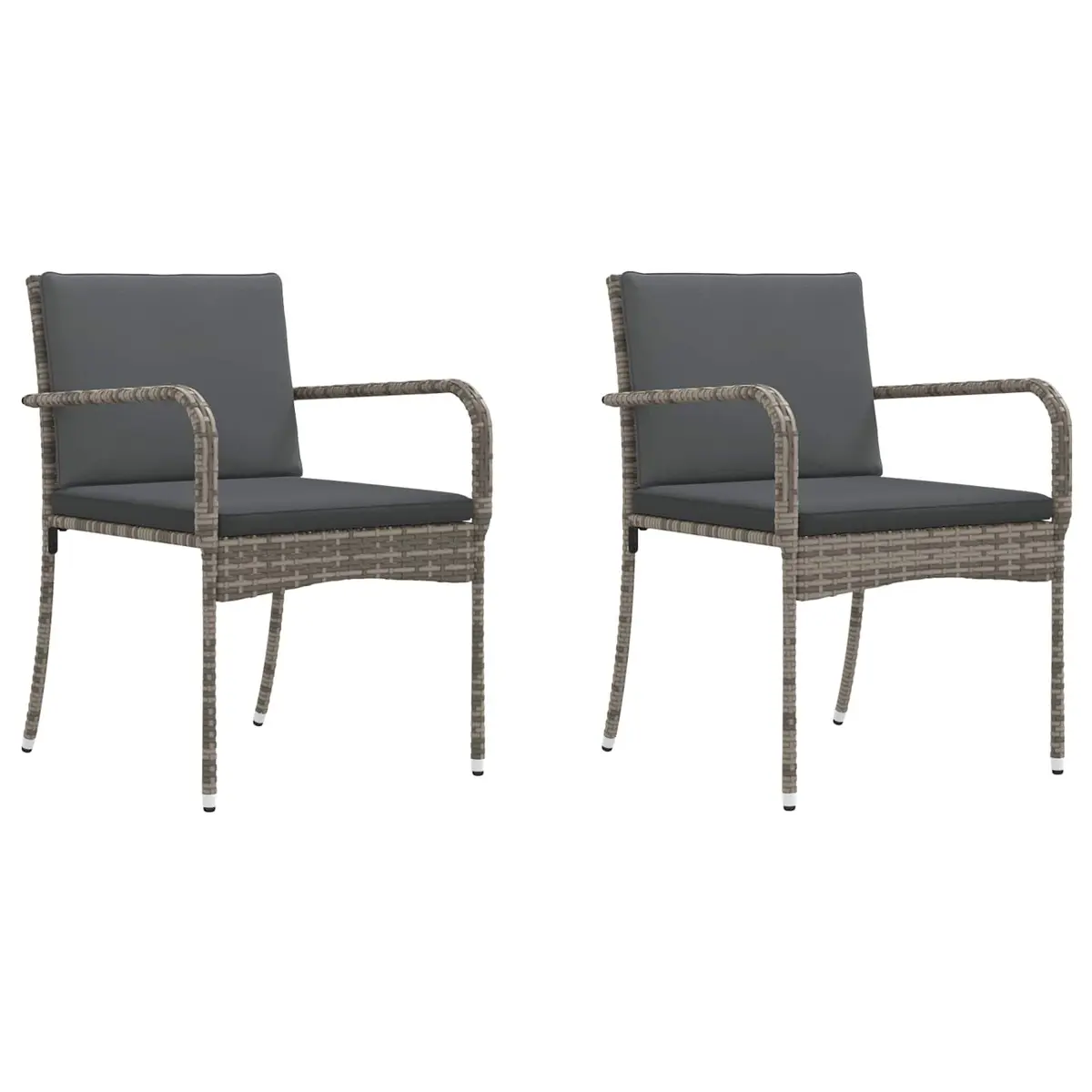 Garden Bistro Set 3 Piece Outdoor Furniture Grey Poly Rattan with Cushions