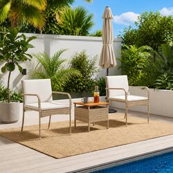 Outdoor Garden Furniture Set with Cushions Steel Frame Poly Rattan Patio Seating