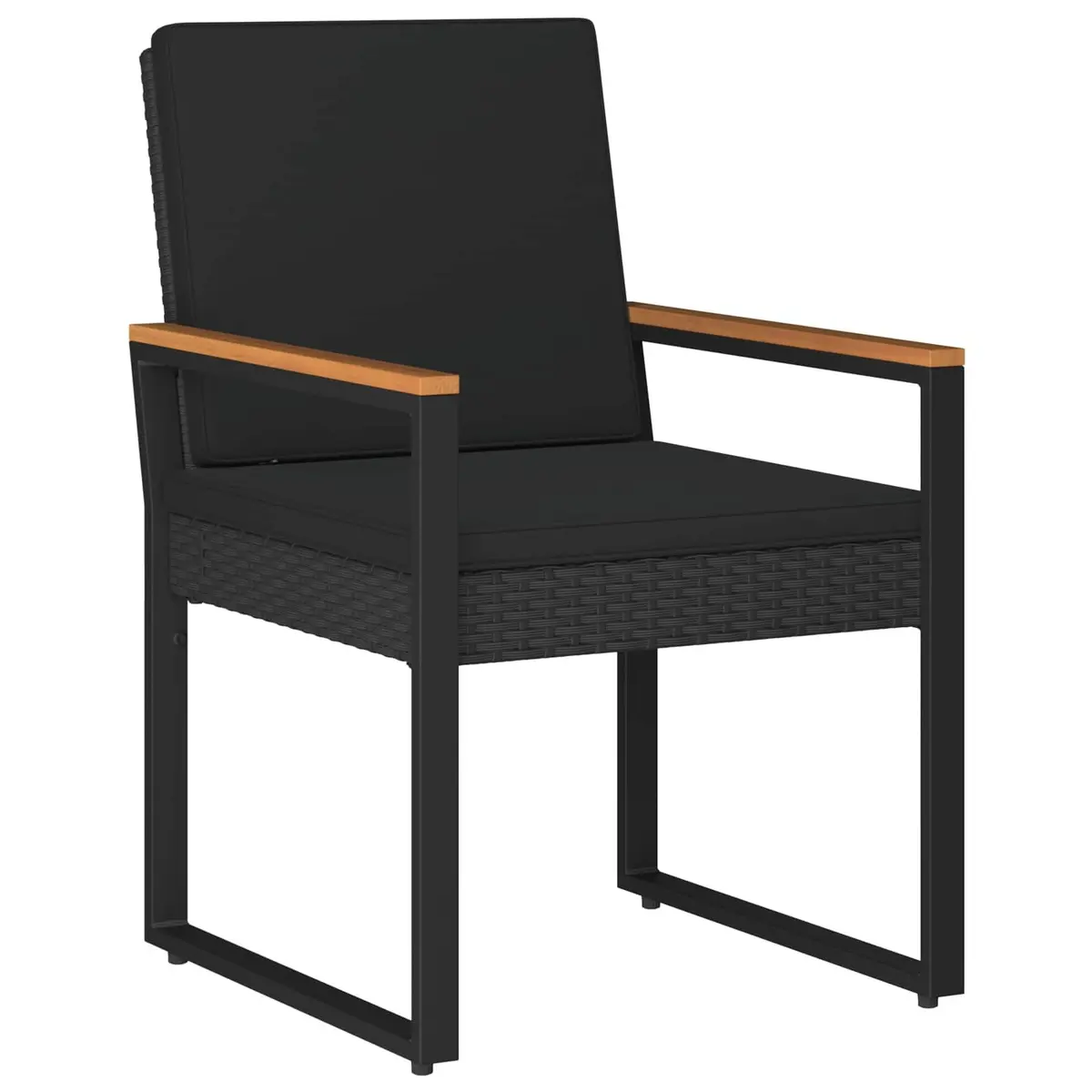 Outdoor Furniture Set 3 Piece Black Poly Rattan Chairs Table