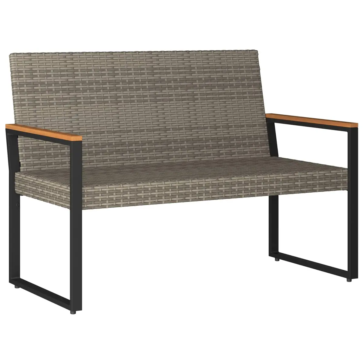 Outdoor Bench Grey Poly Rattan Garden Patio Seating 107 x 61 x 80 cm