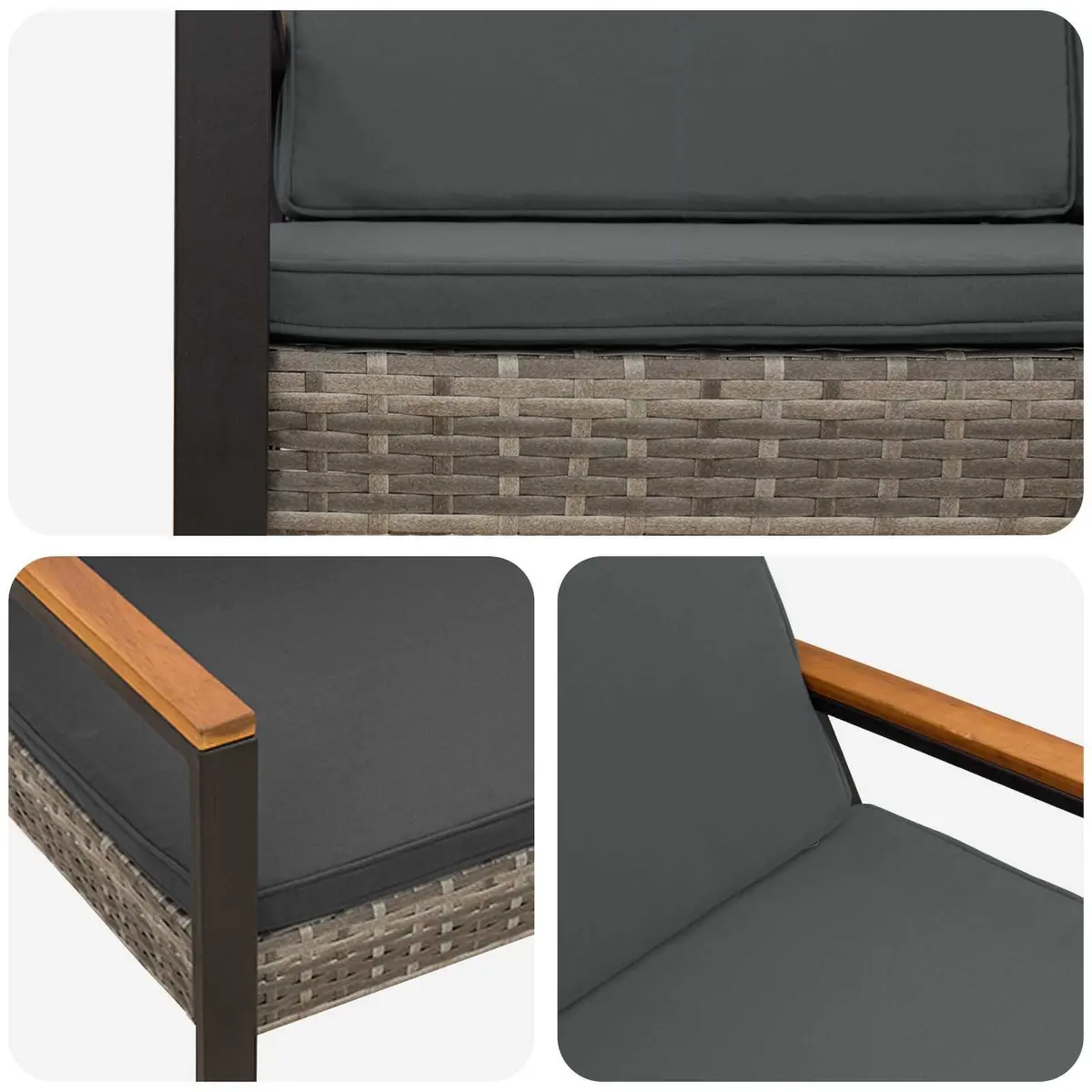 Outdoor Bench Grey Poly Rattan Garden Patio Seating 107 x 61 x 80 cm
