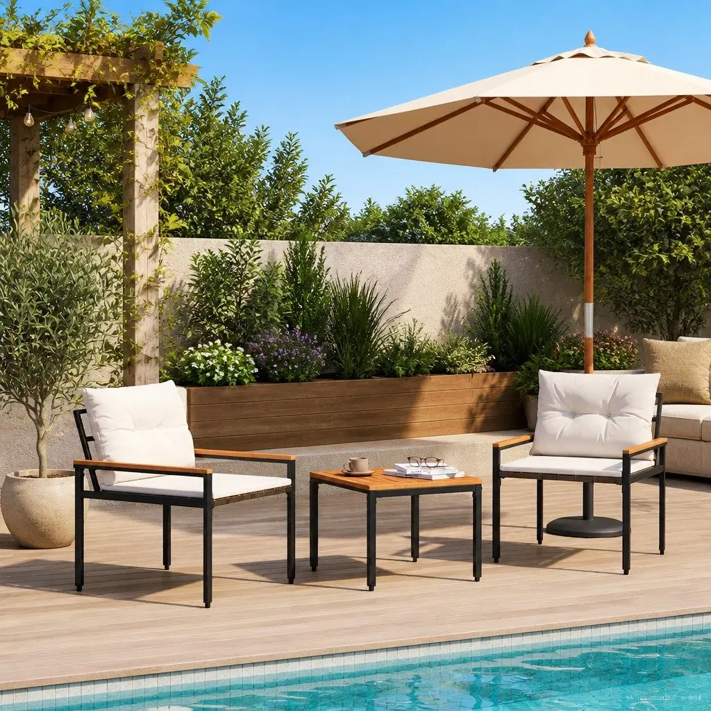Outdoor Furniture Set 3 Pieces Grey Poly Rattan Garden Patio Seating