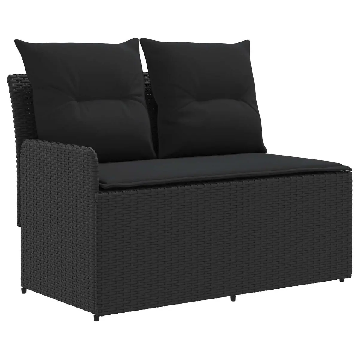 Outdoor Sectional Sofa Modular 2-Piece Armrest Corner Black PE Rattan