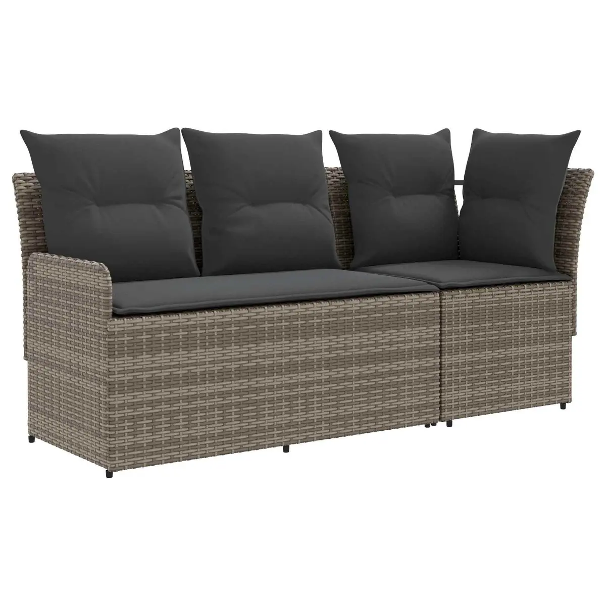 Outdoor Sectional Sofa Set 2-Piece Modular Armrest Corner Seating Grey