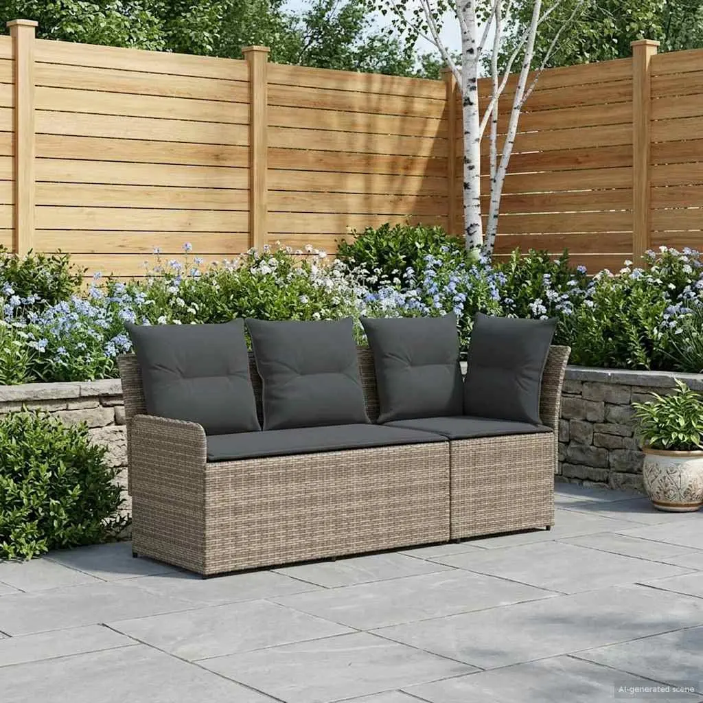 Outdoor Sectional Sofa Set 2-Piece Modular Armrest Corner Seating Grey