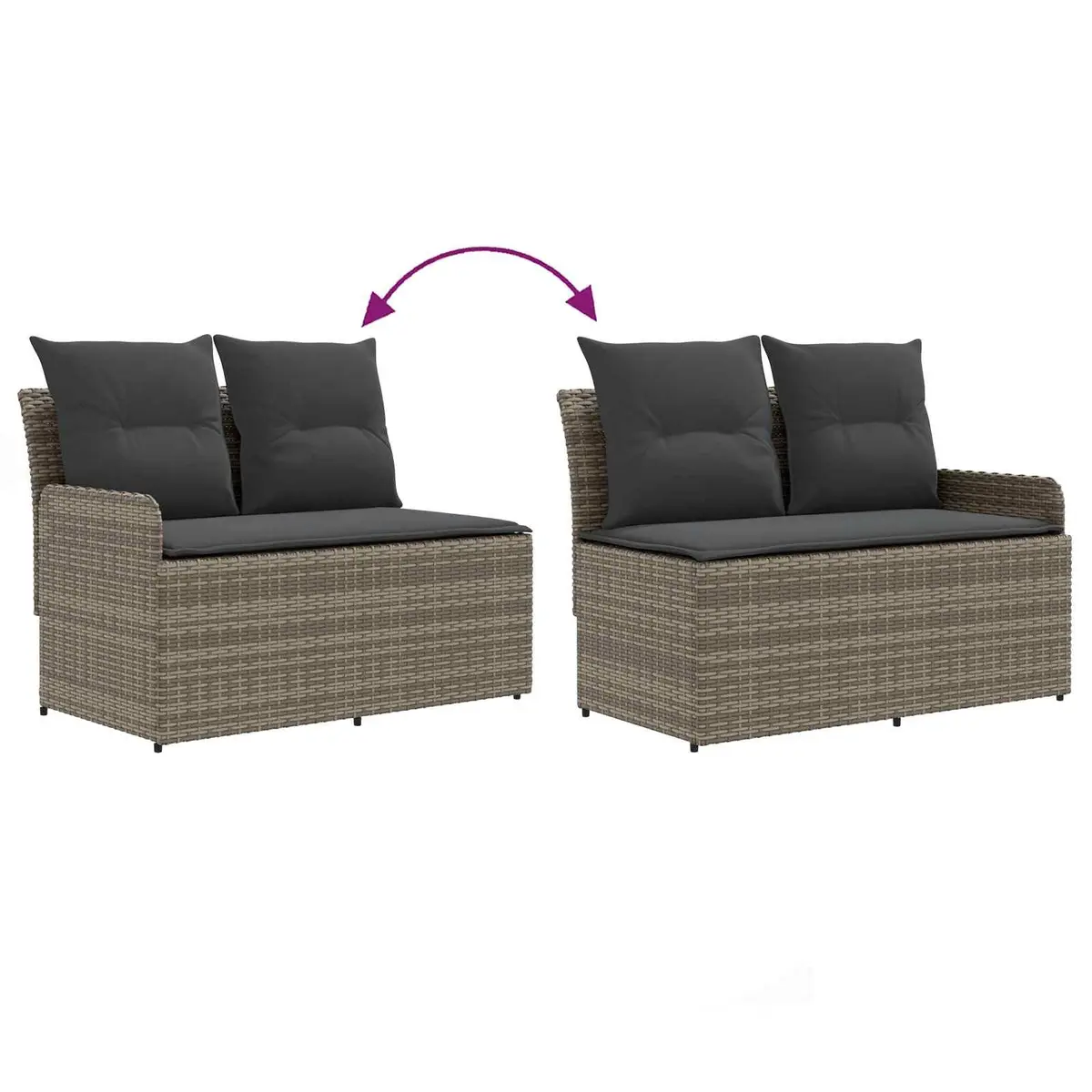 Outdoor Sectional Sofa Set 2-Piece Modular Armrest Corner Seating Grey