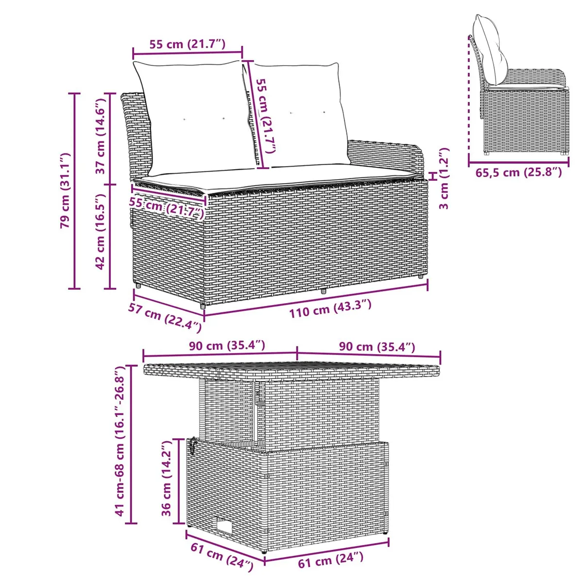 Outdoor Sectional Sofa Set with Table