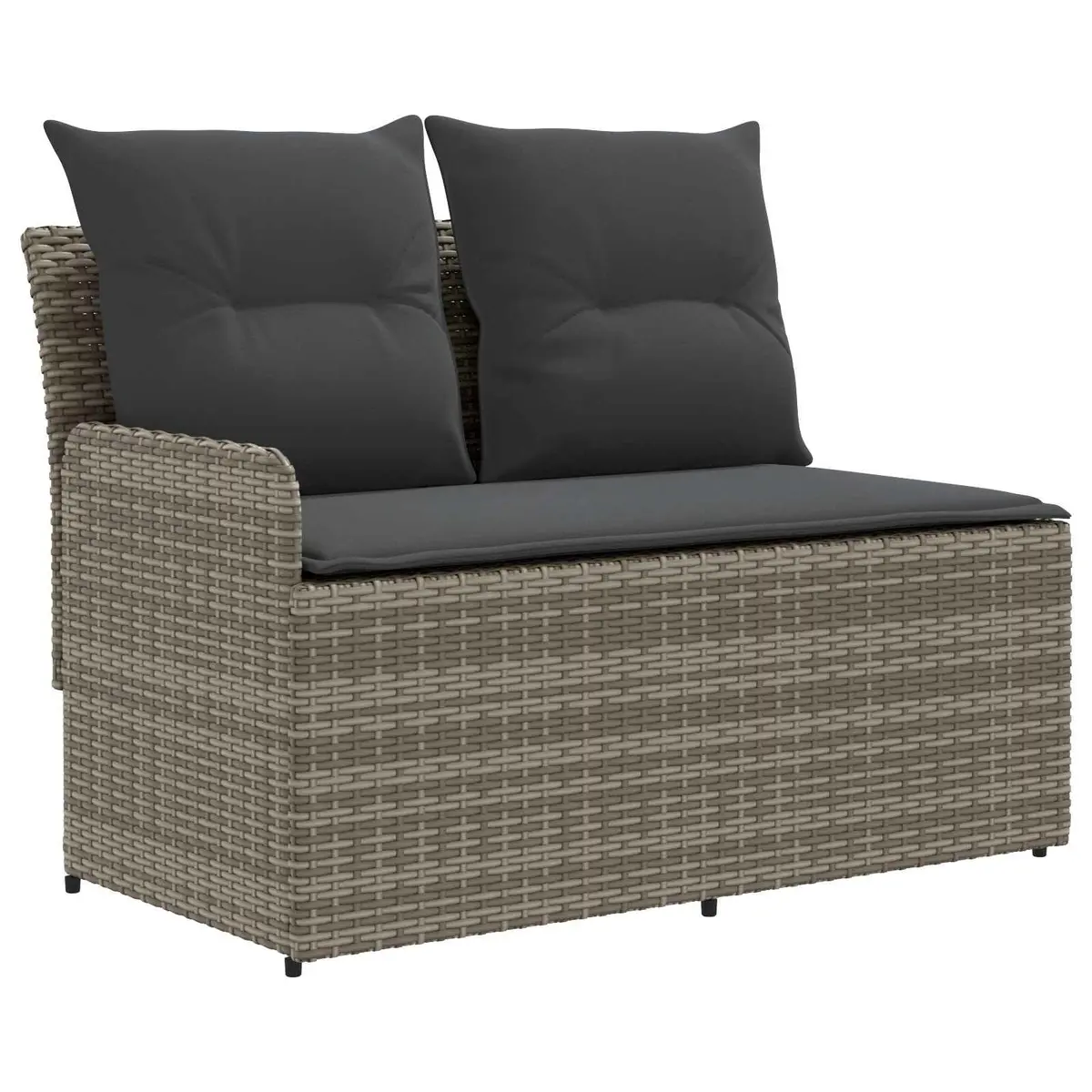 Garden Armrest Sofa Liftup Table 2 Piece PE Rattan Outdoor Lounge Set Grey