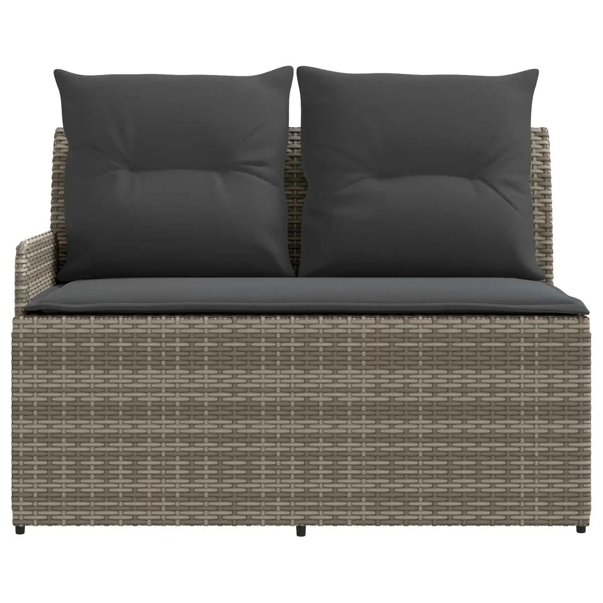 Garden Armrest Sofa Liftup Table 2 Piece PE Rattan Outdoor Lounge Set Grey