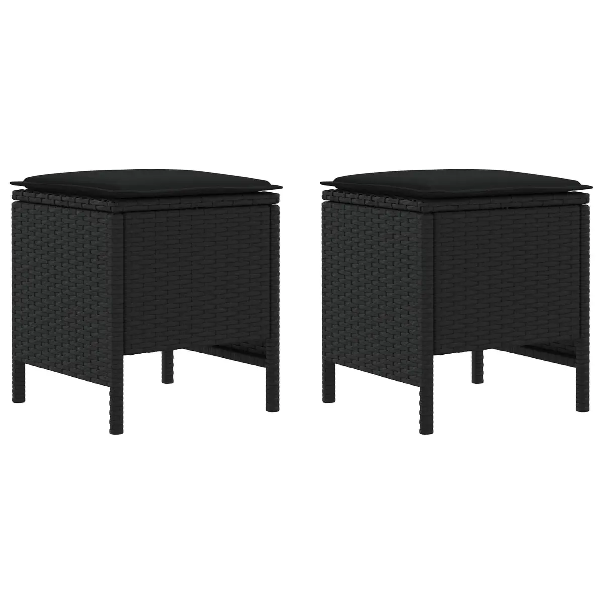 Garden Footstool Outdoor Indoor Seating Ottoman Patio Lounge Rattan Black