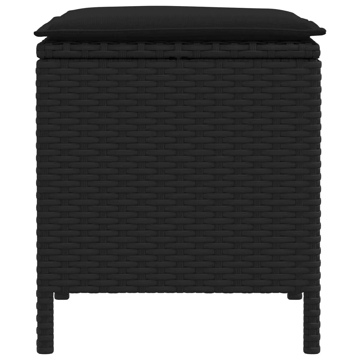 Garden Footstool Outdoor Indoor Seating Ottoman Patio Lounge Rattan Black